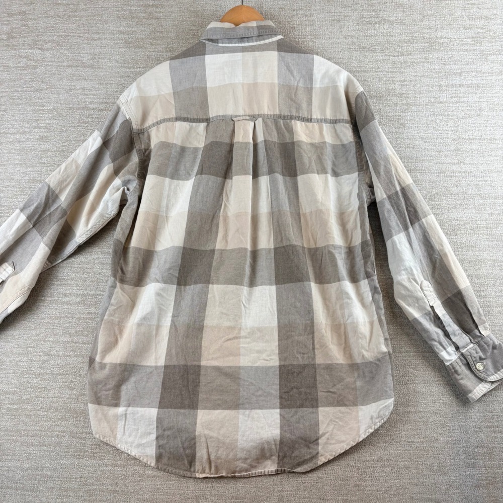Vintage Ralph Lauren Buffalo Check Plaid Shirt Mens M Beige Gray Workwear Grunge - Picture 8 of 10